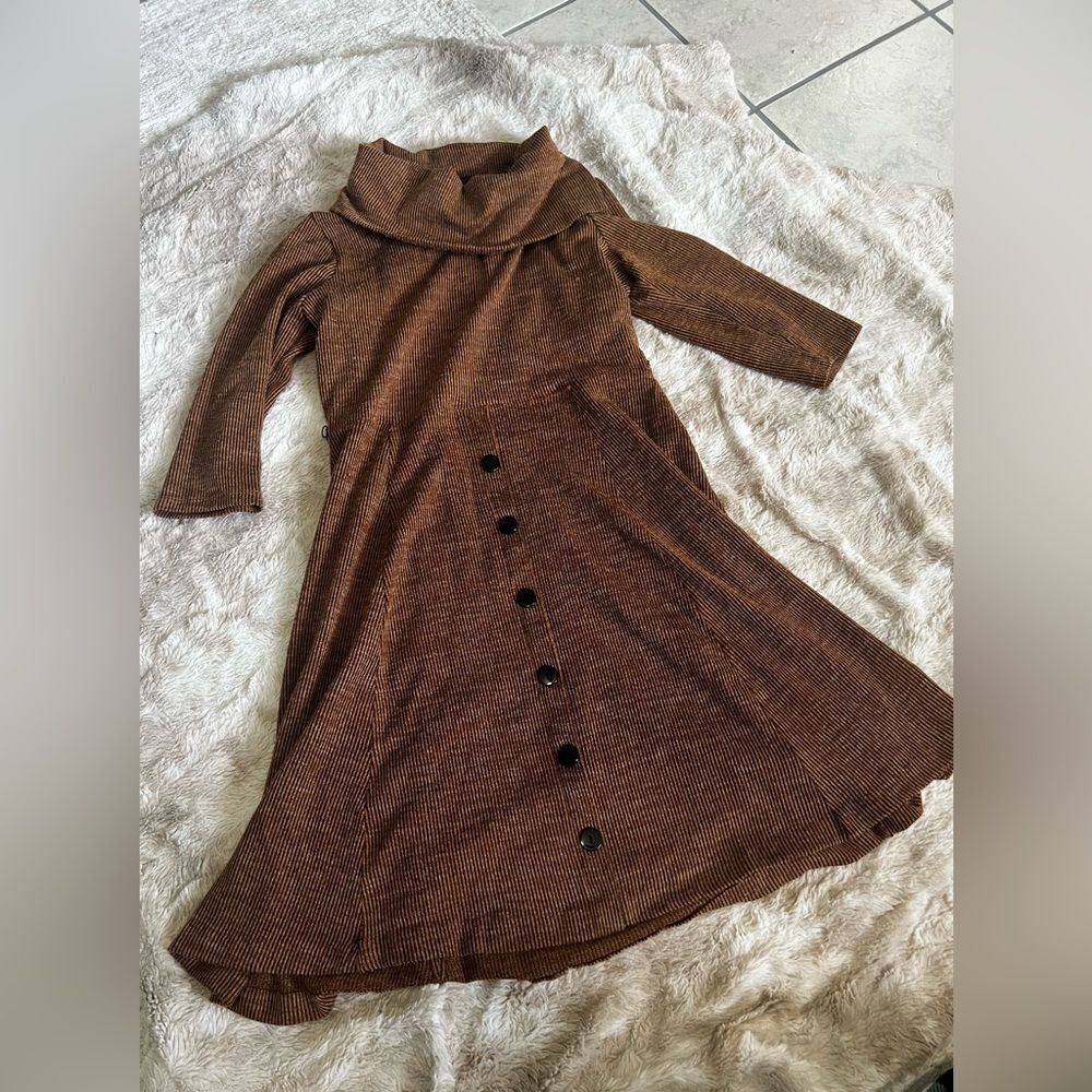 Vintage 80s Robbie Bee Split Cowl Ribbed Sweater Dress